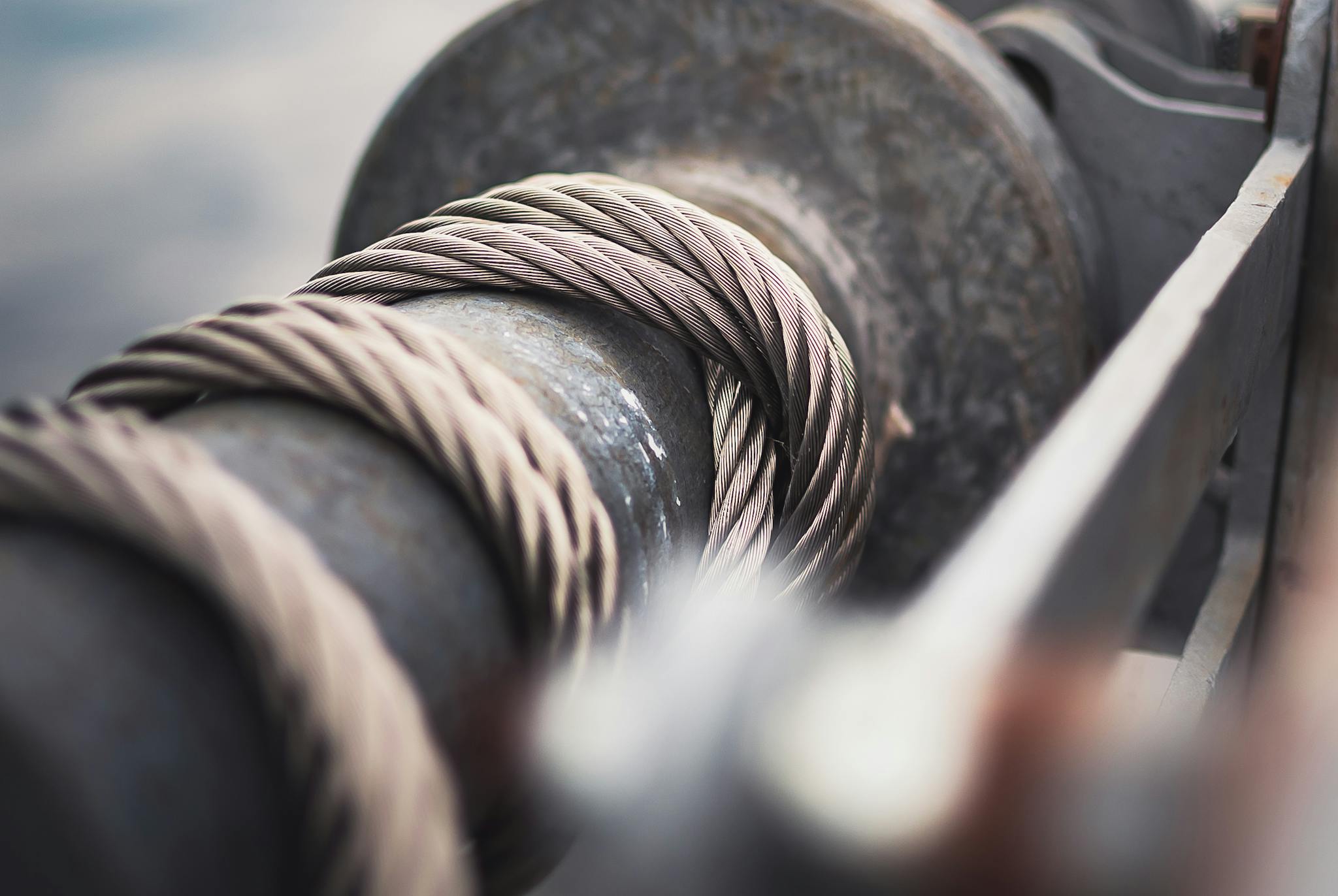 Detailed View Of A Strong Steel Cable